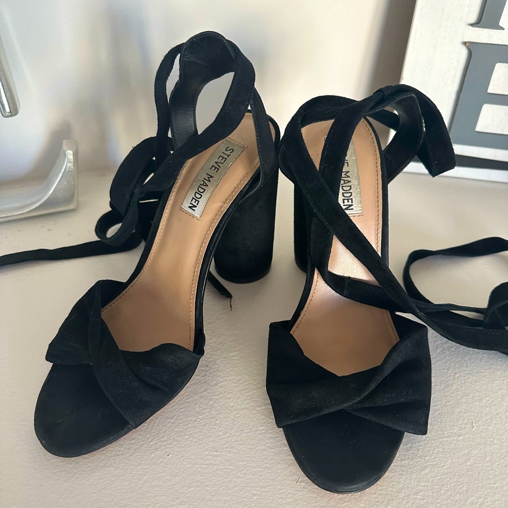 Black Steve Madden Suede Lace-up Heels Great condition!